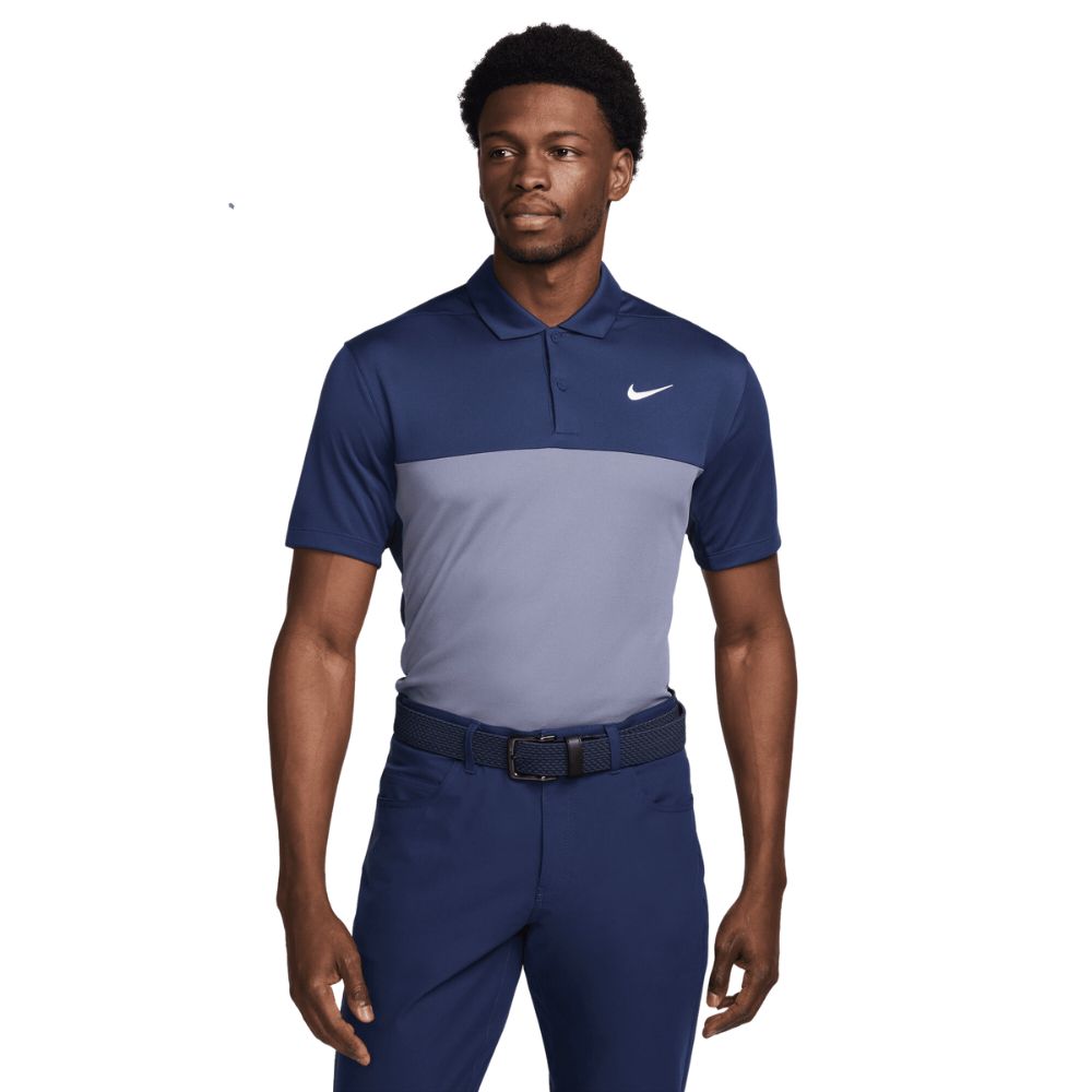 Nike Golf Dri-Fit Victory + Blocked Golf Polo Shirt 2024 - FQ1114 410 Midnight Navy / Obsidian / White 410 M 