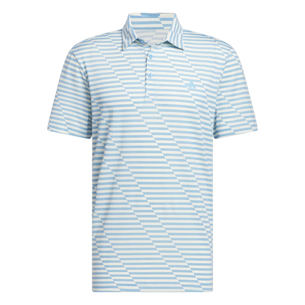 adidas Mesh Print Golf Polo Shirt - IU4394 Sea Blue Burst / Ivory M