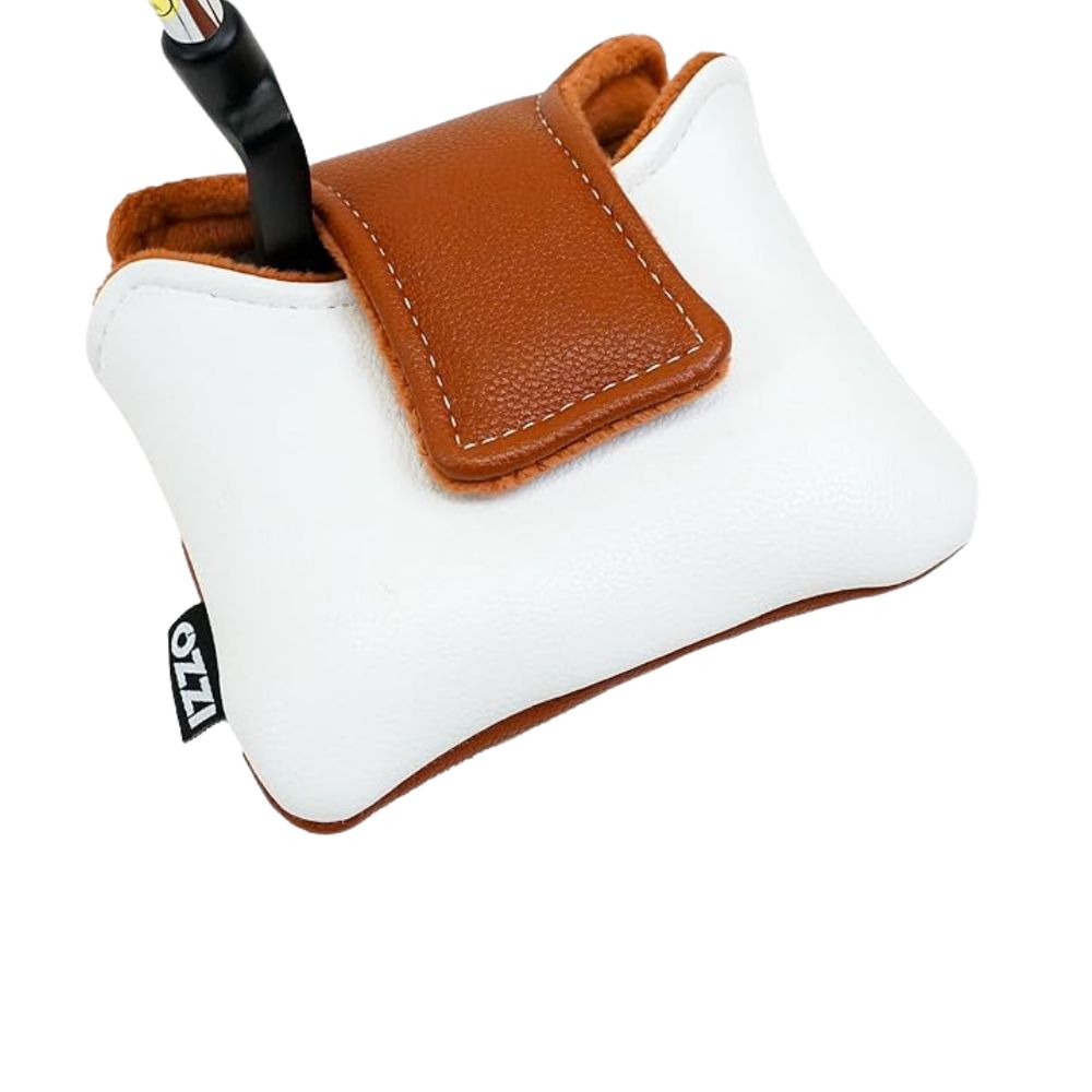 IZZO Golf Premium Mallet Putter Headcover White / Camel