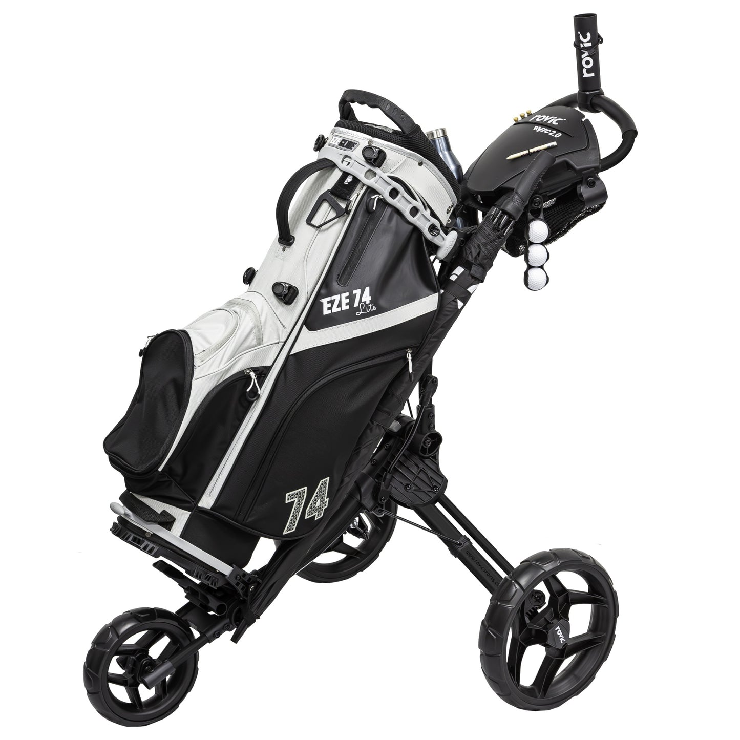 Clicgear Rovic RV1C 2.0 3 Wheeled Golf Trolley + Free Umbrella Holder Charcoal/Black