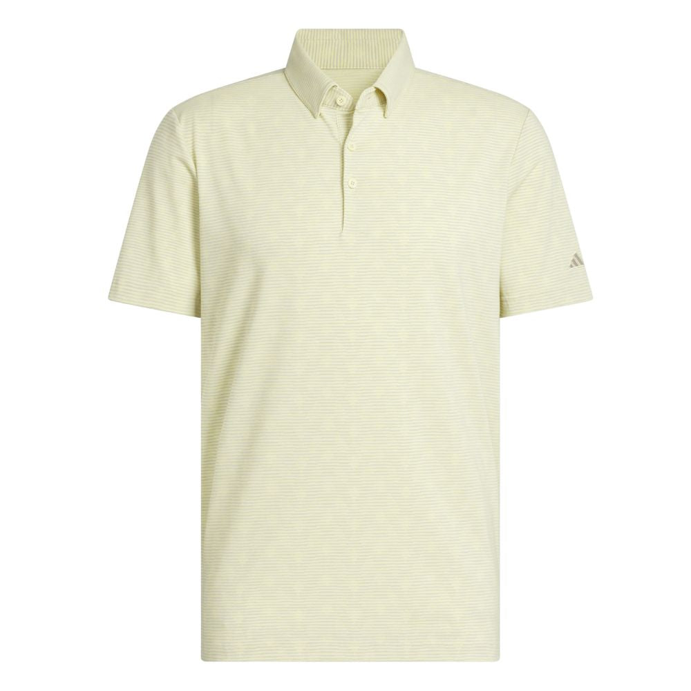 adidas Go-To Stripe Mens Golf Polo Shirt 2025 - JF9025 Powder Yellow Melange / Wonder Silver M