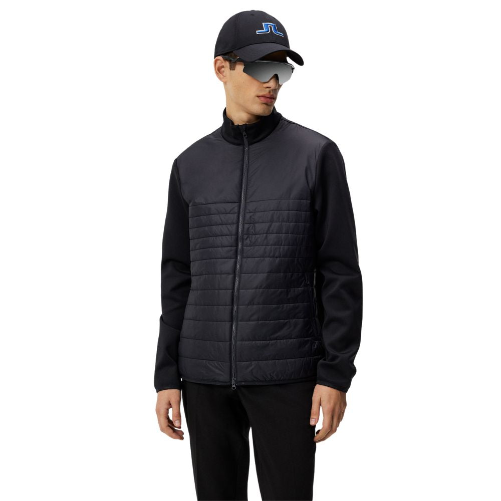 J Lindeberg Martino Mens Quilted Hybrid Golf Jacket - Black   