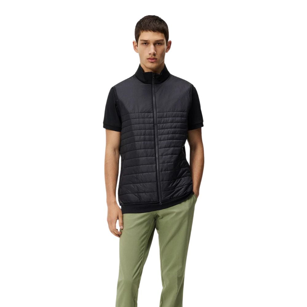 J Lindeberg Martino Mens Quilted Hybrid Golf Gilet - Black   