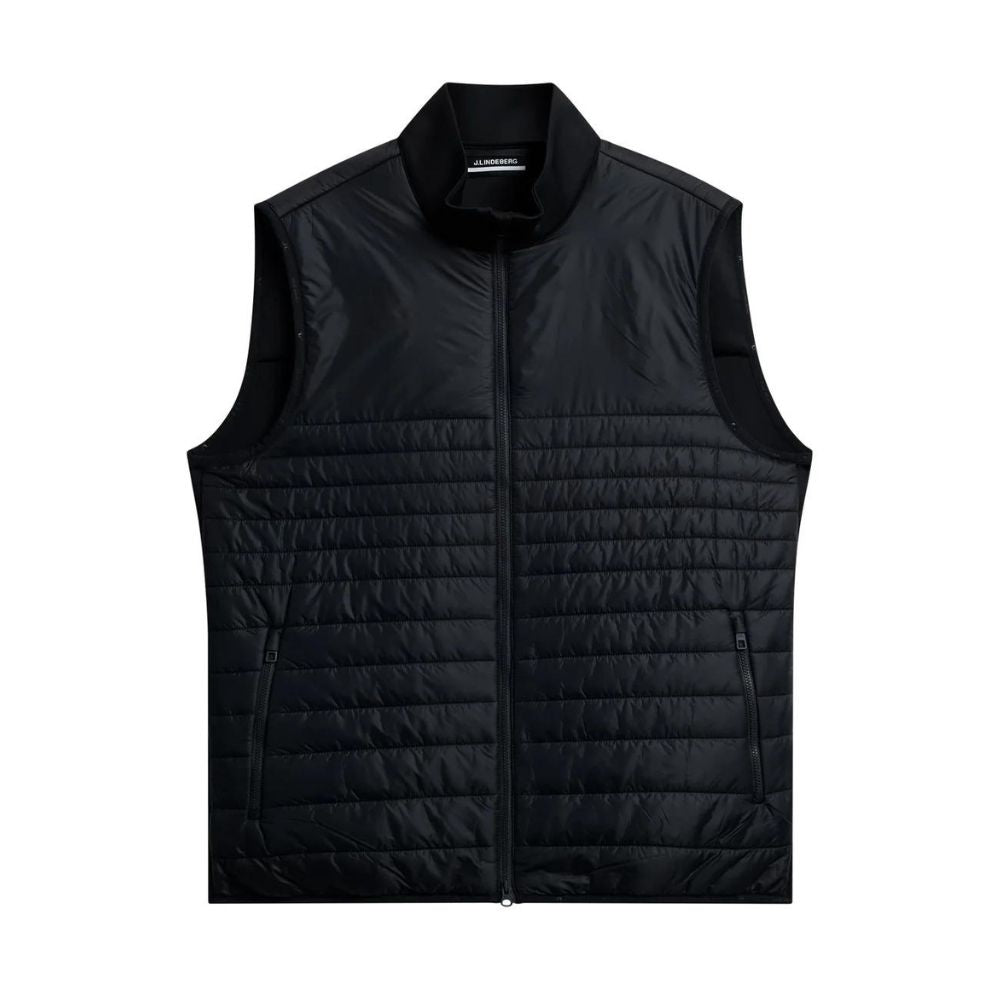 J Lindeberg Martino Mens Quilted Hybrid Golf Gilet - Black   