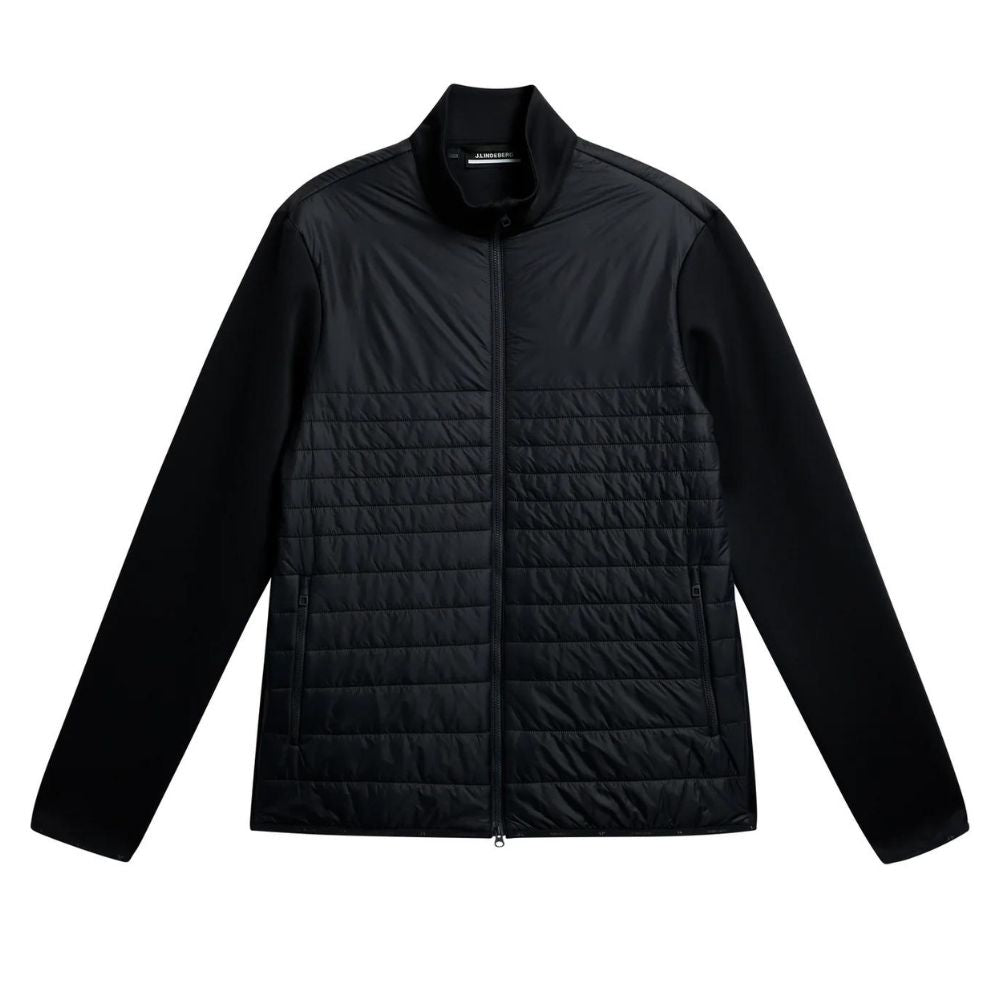 J Lindeberg Martino Mens Quilted Hybrid Golf Jacket - Black Black L 