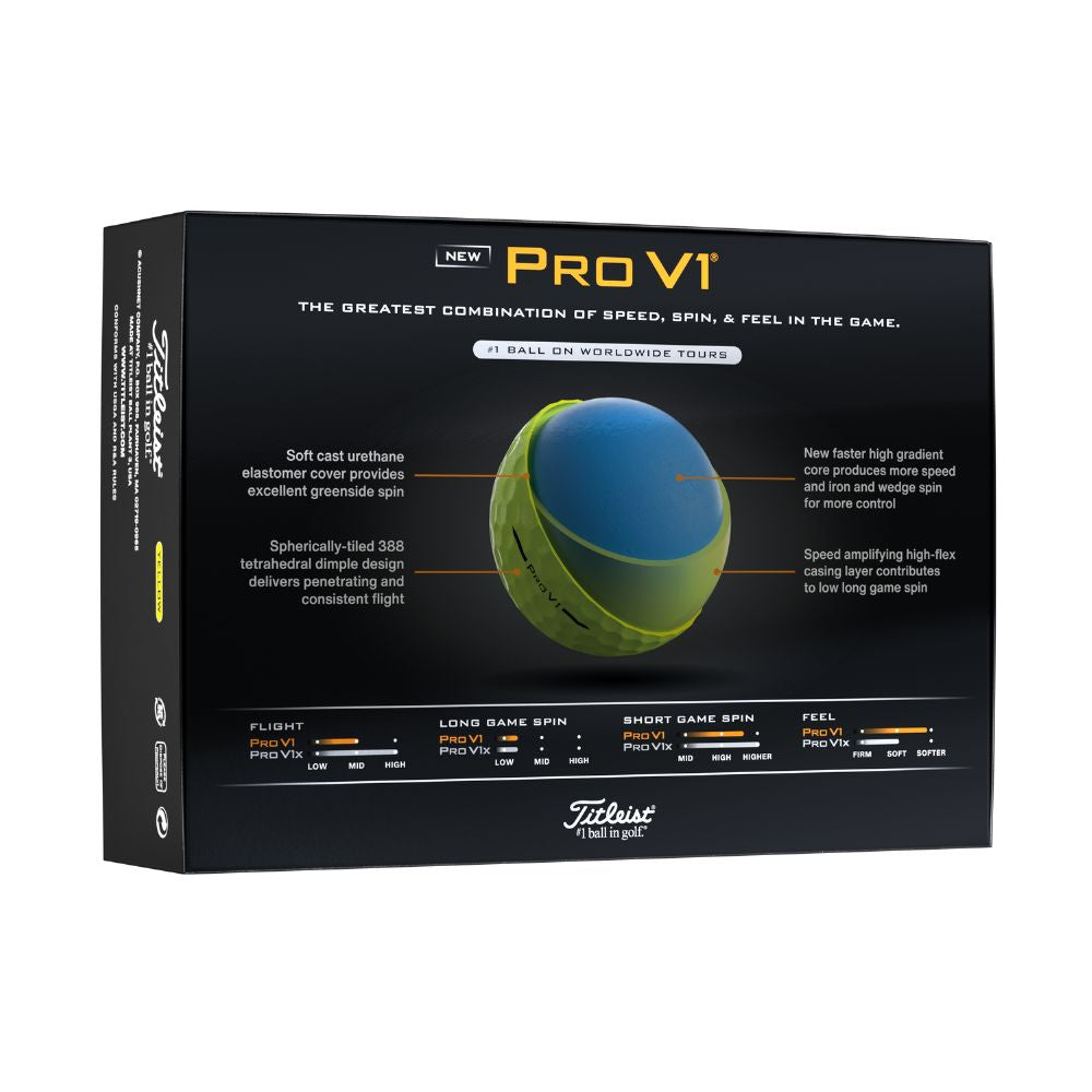 Titleist Pro V1 Golf Balls 2025 - Yellow