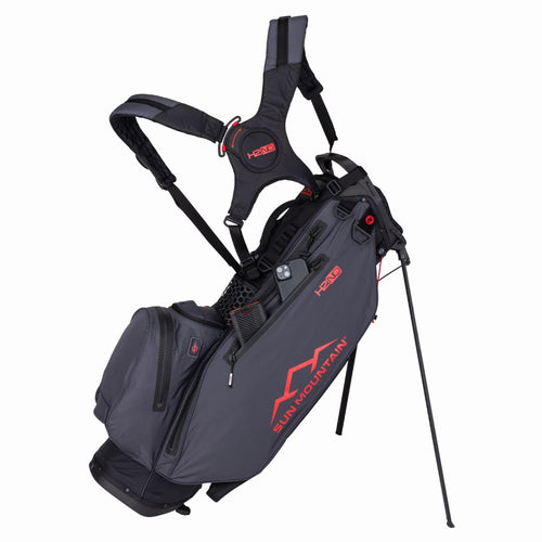 Sun Mountain H2NO 4-Way Waterproof Golf Stand Bag 2025 - Black / Steel / Red Black / White / Red