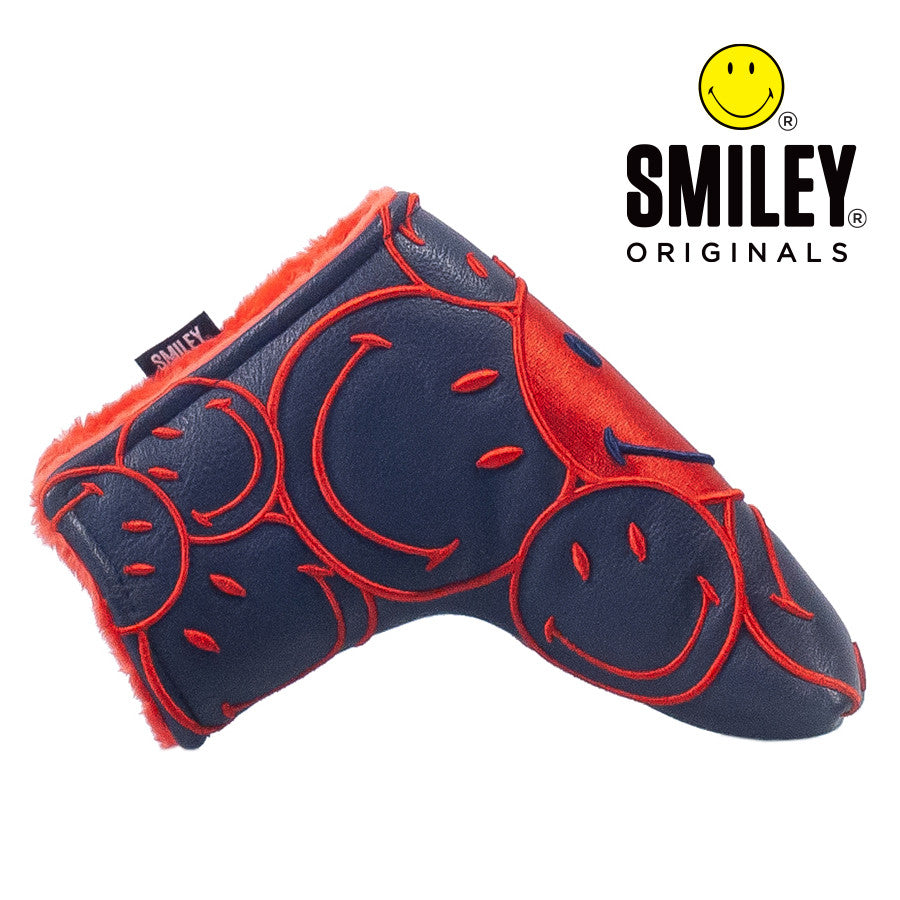 Smiley Original Stacked Blade Putter Headcover - Navy/Red NAVY/RED