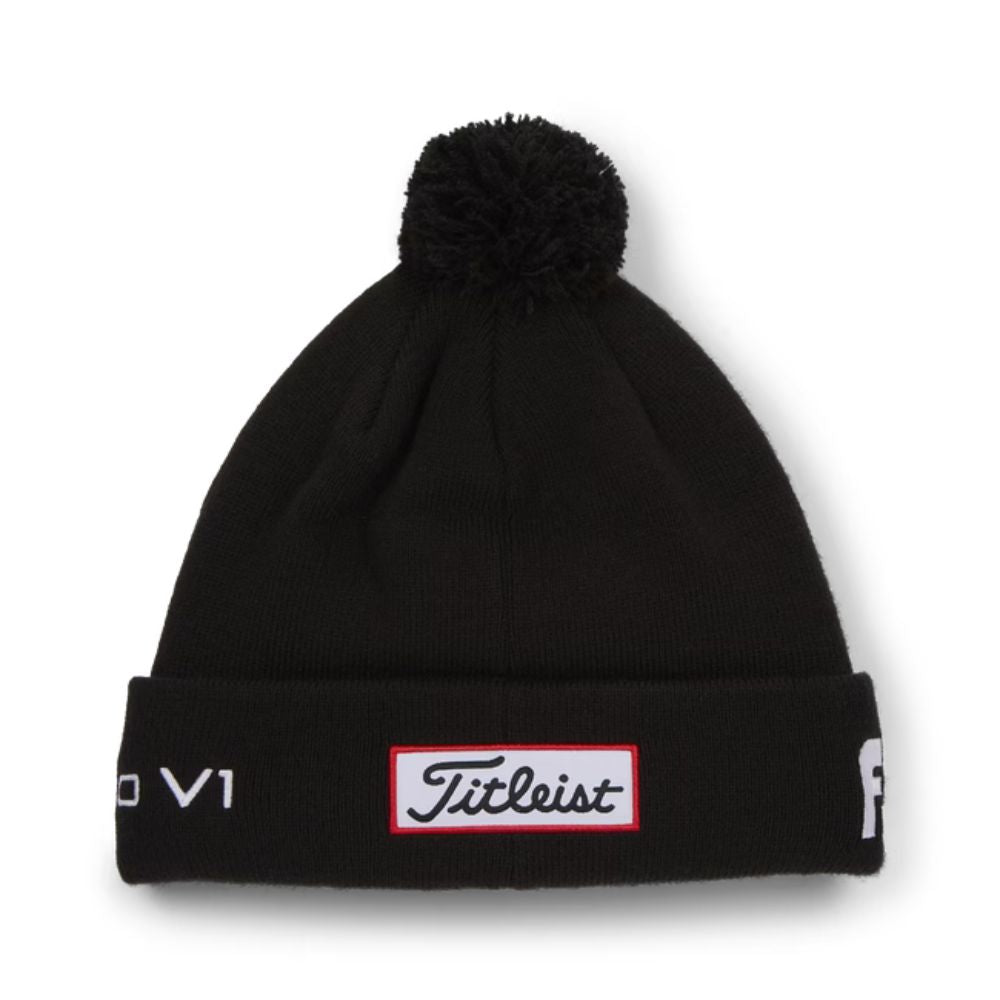 Titleist Tour Pom Pom Golf Beanie Hat 2024 Black  