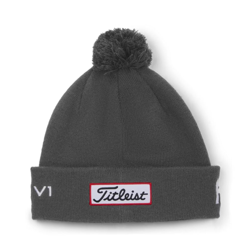 Titleist Tour Pom Pom Golf Beanie Hat 2024 Charcoal  