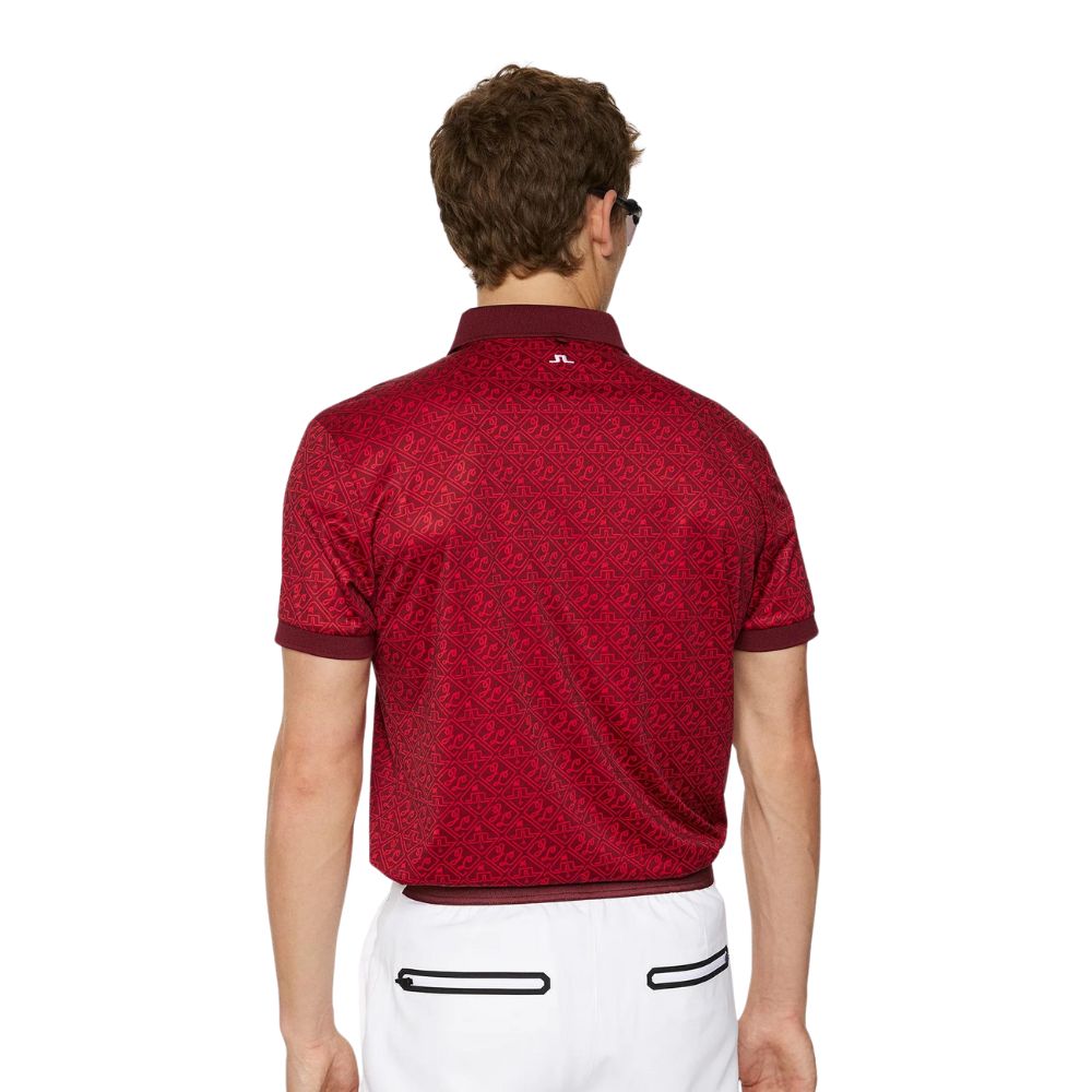 J.Lindeberg Tour Tech Print Regular Fit Golf Polo Shirt 2024 - GMJT10688 - House of JL Red   