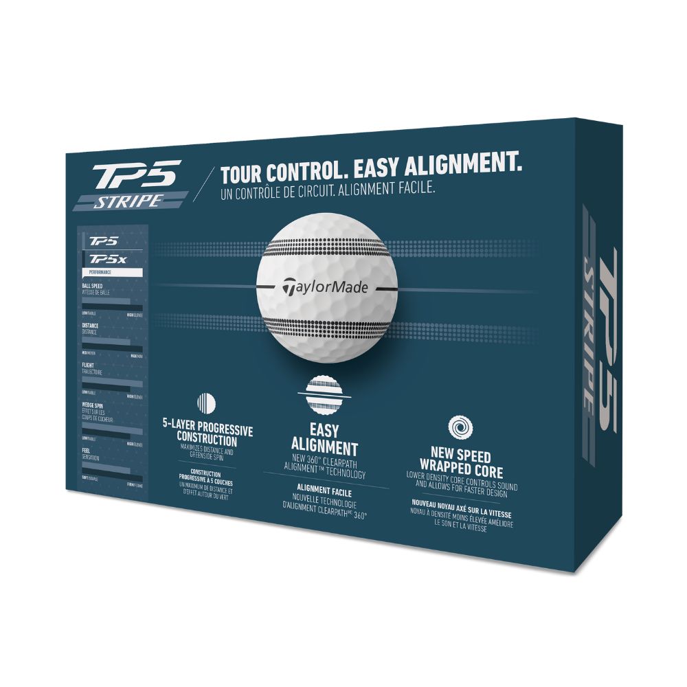 TaylorMade TP5 Stripe Golf Balls - White   