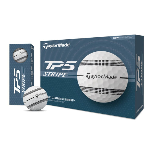 TaylorMade TP5 Stripe Golf Balls - White   