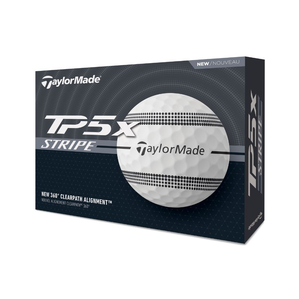 TaylorMade TP5x Stripe Golf Balls - White White  