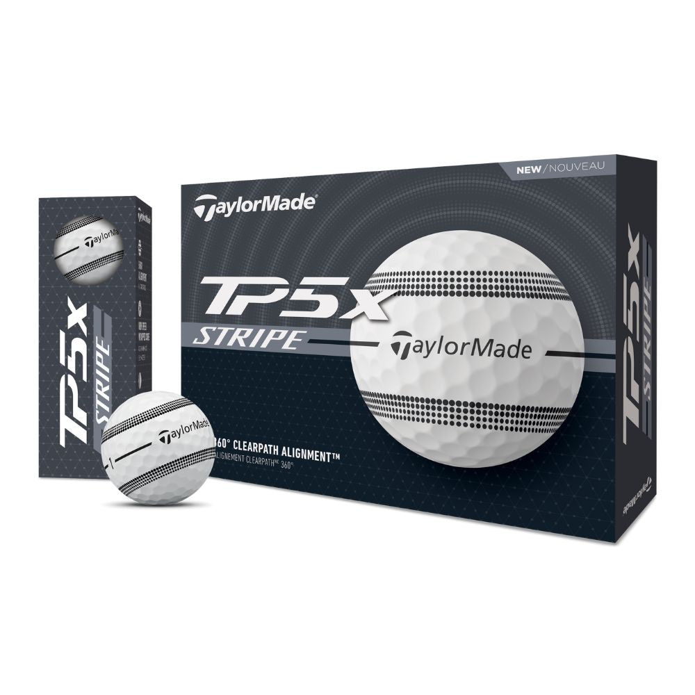 TaylorMade TP5x Stripe Golf Balls - White   