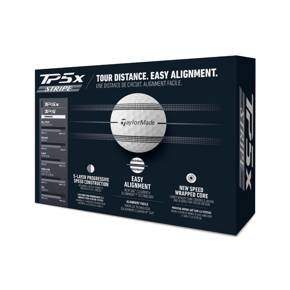 TaylorMade TP5x Stripe Golf Balls - White   