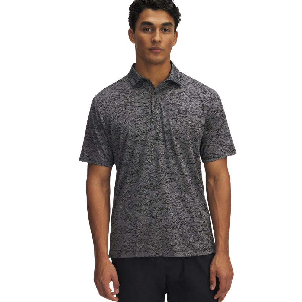 Under Armour Drive Jacquard Mens Golf Polo Shirt 2025 - 1389846-001 Black / Steel / Steel 011 M