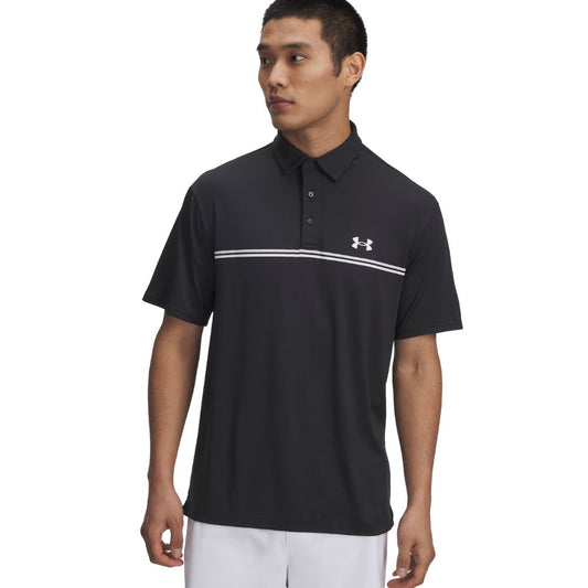 Under Armour Playoff 3.0 Stripe Golf Polo Shirt 2025 - 1378676-007 Black / Summit White / White M