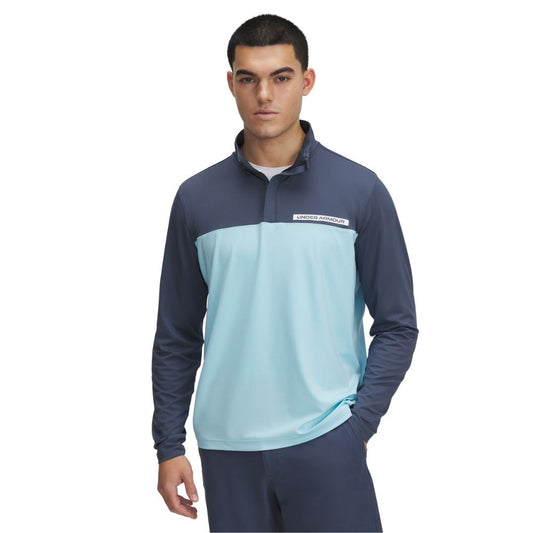 Under Armour Tee To Green 1/4 Zip Mens Golf Pullover Top 2025 - 1389878-044 Downpour Gray / Stream / White 044 M