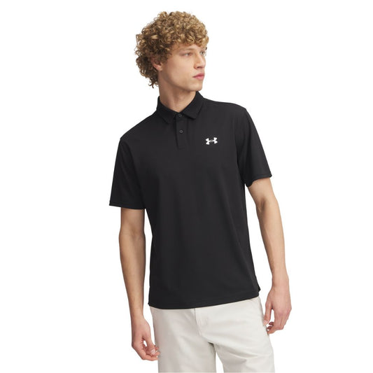 Under Armour Tee To Green Pique Mens Golf Polo Shirt 2025 - 1390123-001 Black / White 001 M