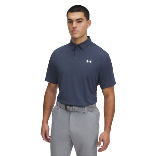 Under Armour Tee To Green Pique Mens Golf Polo Shirt 2025 - 1390123-044 Downpour Gray / White 044 M