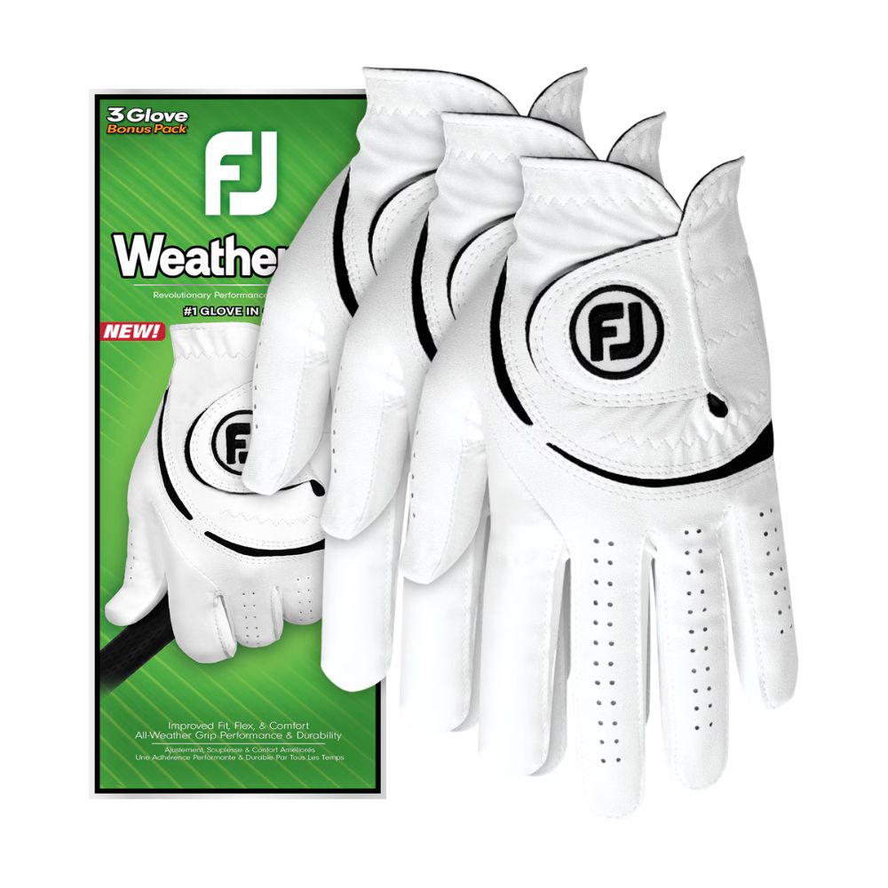 FootJoy WeatherSof All Weather Golf Glove 66198 - 3 Pack White / Black S Left Hand (Right Handed Golfer)