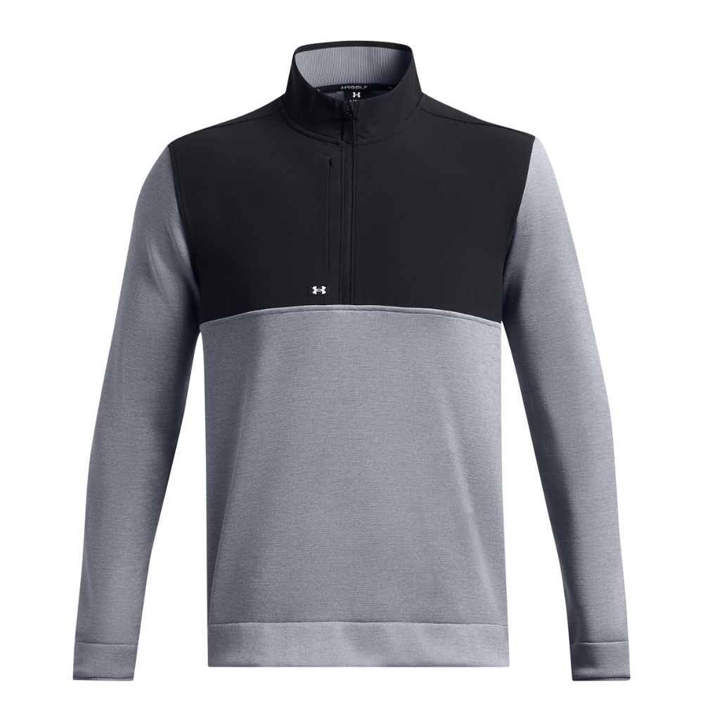 Under Armour Drive Storm SweaterFleece 1/2 Zip Pullover Golf Top - 1387121-035 Steel / Mod Grey / White 035 M