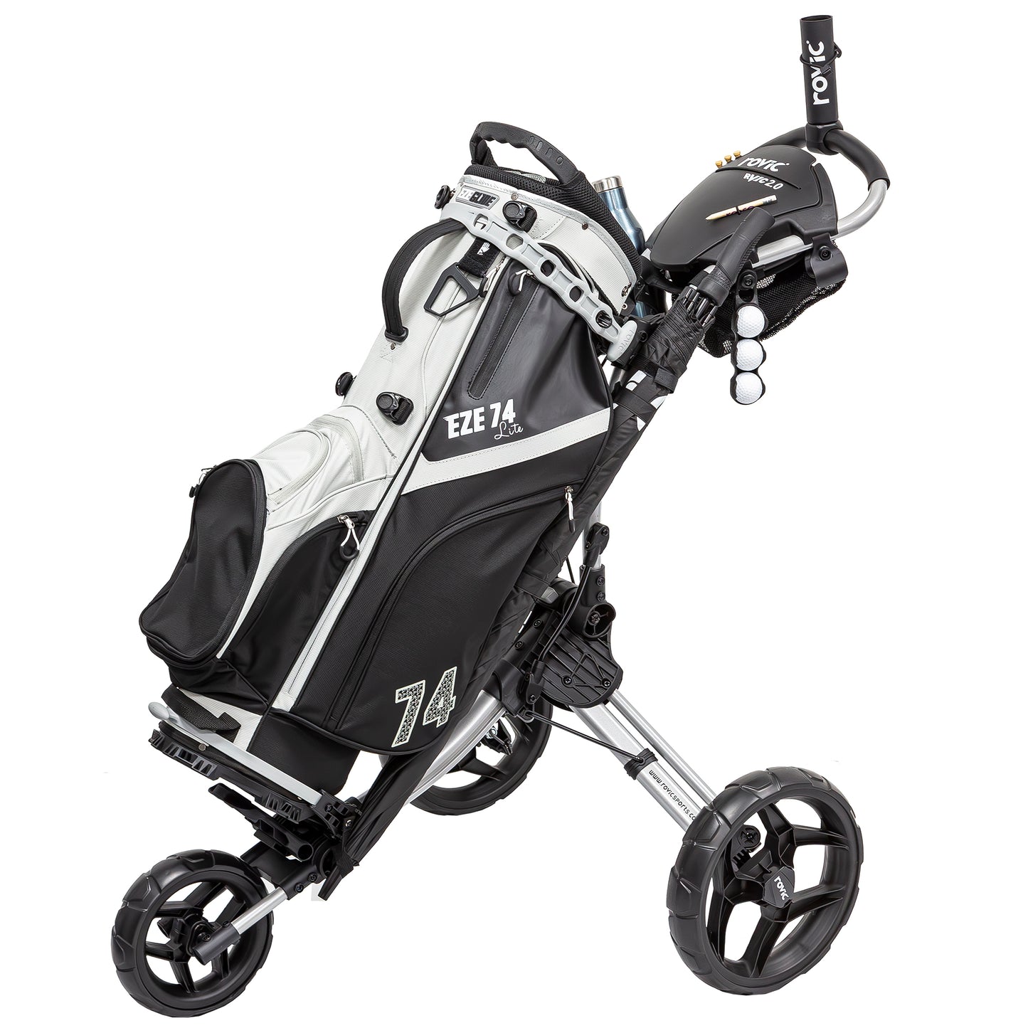 Clicgear Rovic RV1C 2.0 3 Wheeled Golf Trolley + Free Umbrella Holder