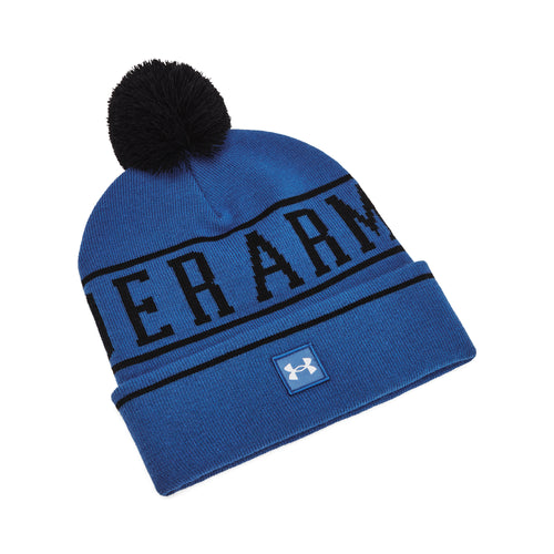 Under Armour Golf Halftime Pom Beanie 2024 1386634-432 Tech Blue / Black / White 432  